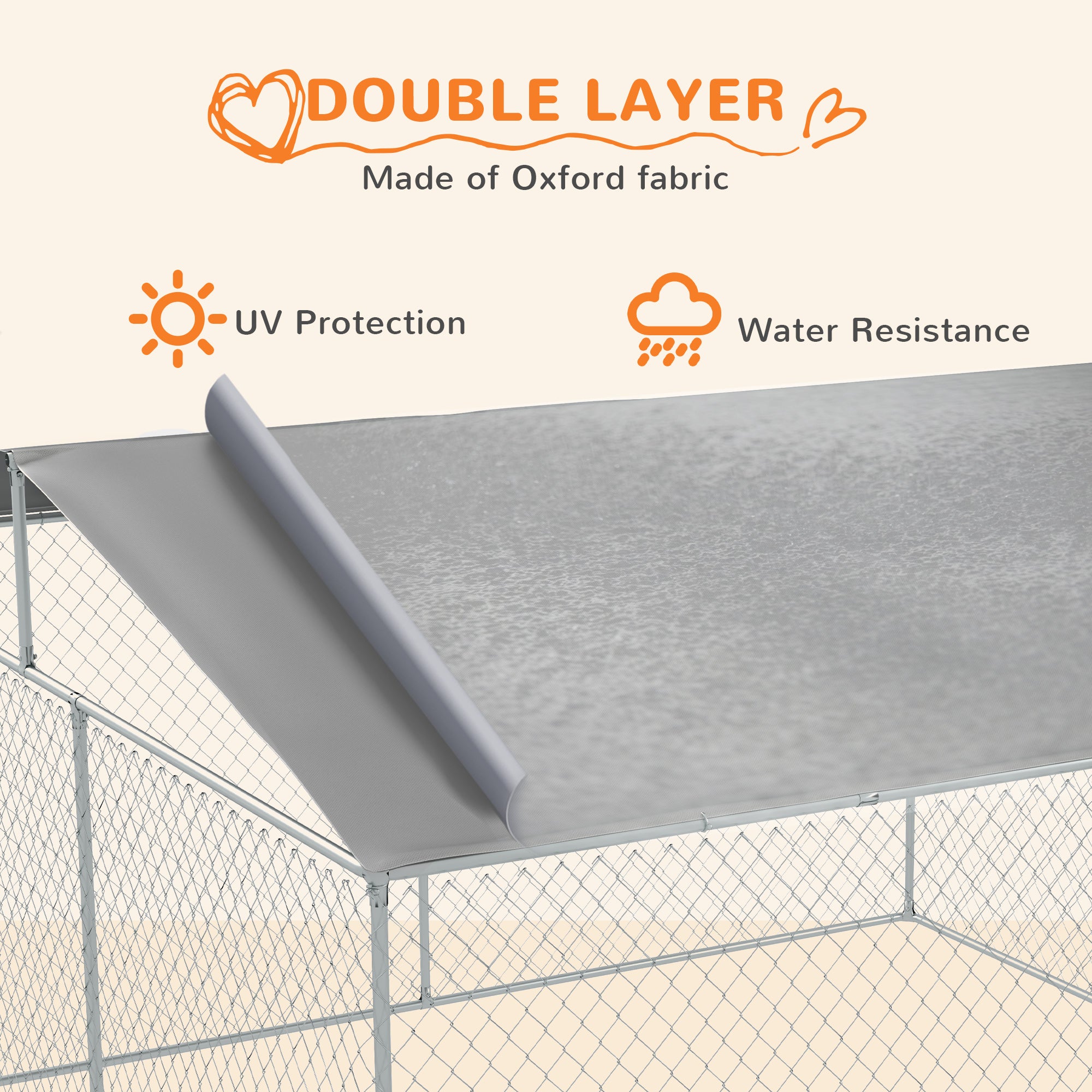 PawHut Dog Kennel Outdoor, Heavy Duty Playpen with Secure Lock, Cover, for Backyard & Patio, 13.1' x 13.1' x 7.5'