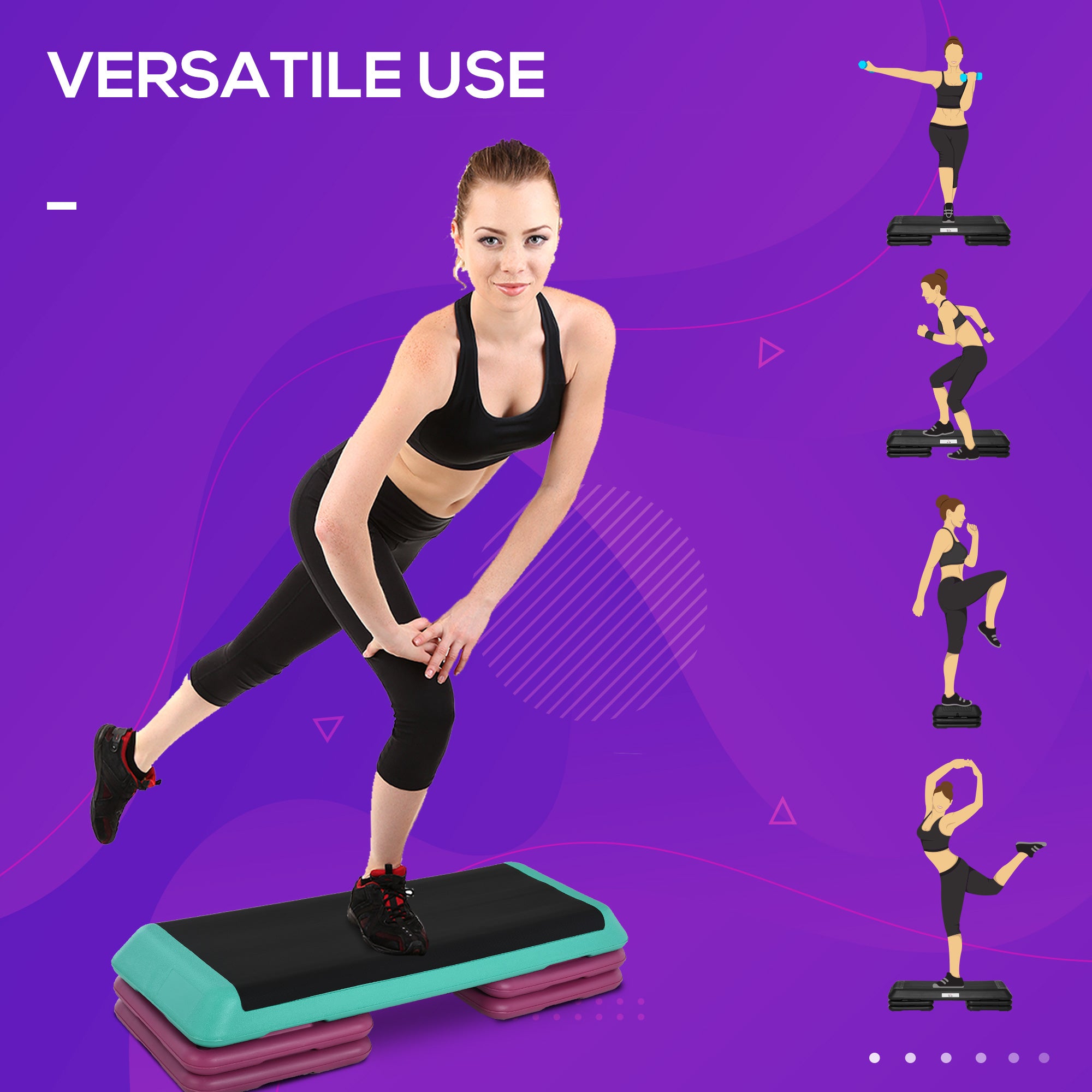 Soozier 3.9"/5.9"/7.9" Aerobic Stepper Exercise with Non-Slip Top for Home, Office, Indoor, Outdoor, Multicolour