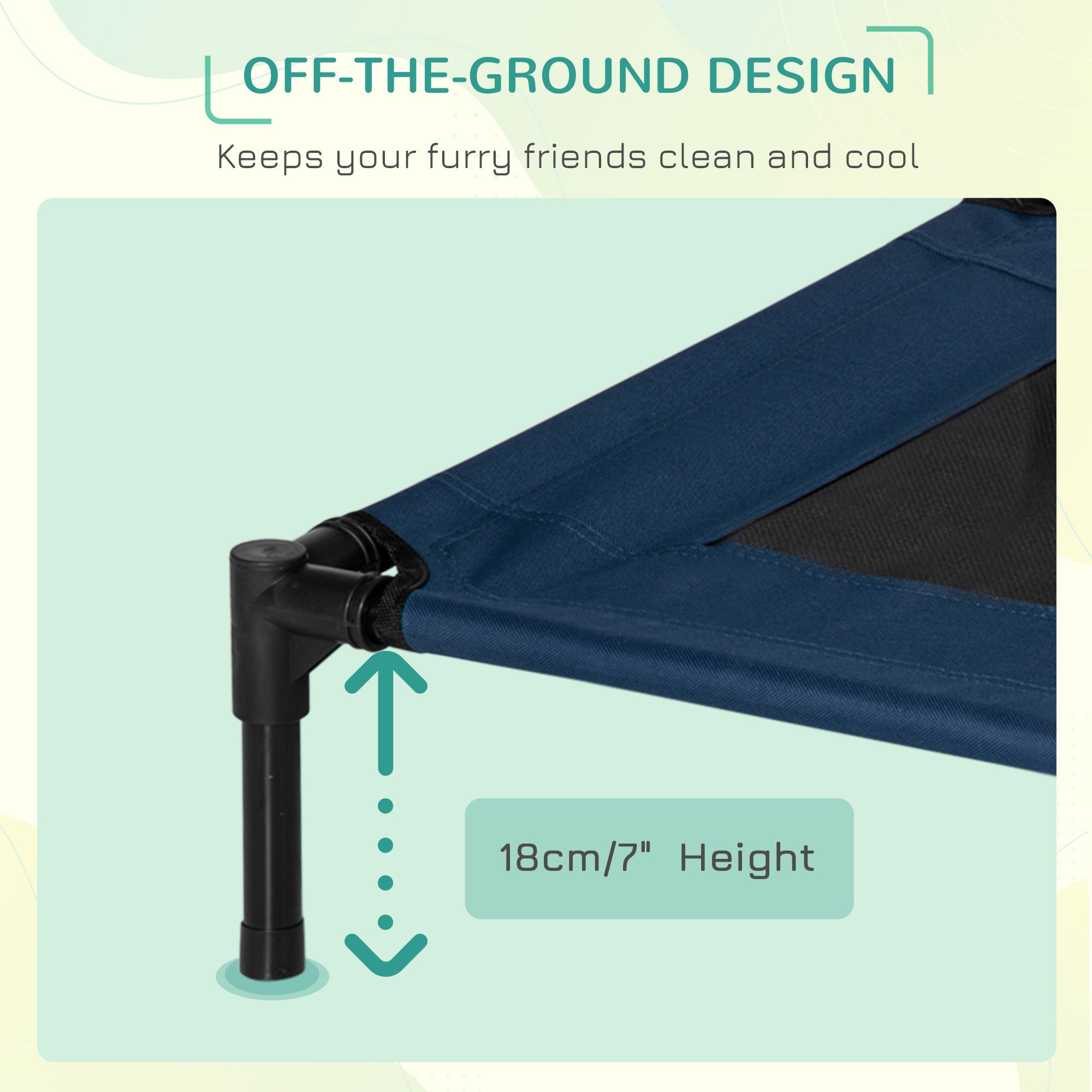 PawHut Elevated Dog Bed, Raised Dog Cot for M Sized Dogs, Indoor & Outdoor, 30" x 24" x 7", Blue