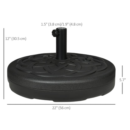 Outsunny 77 lb Heavy Duty Patio Umbrella Base, 22" Round Market Umbrella Stand for Deck, Outdoor, Backyard, Black