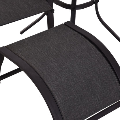 Outsunny 5pcs Outdoor Sling Bistro Set Garden Sun Lounger Chaise Lounge Reclining Chair w/Side Table & Ottoman  Balcony Furniture Black