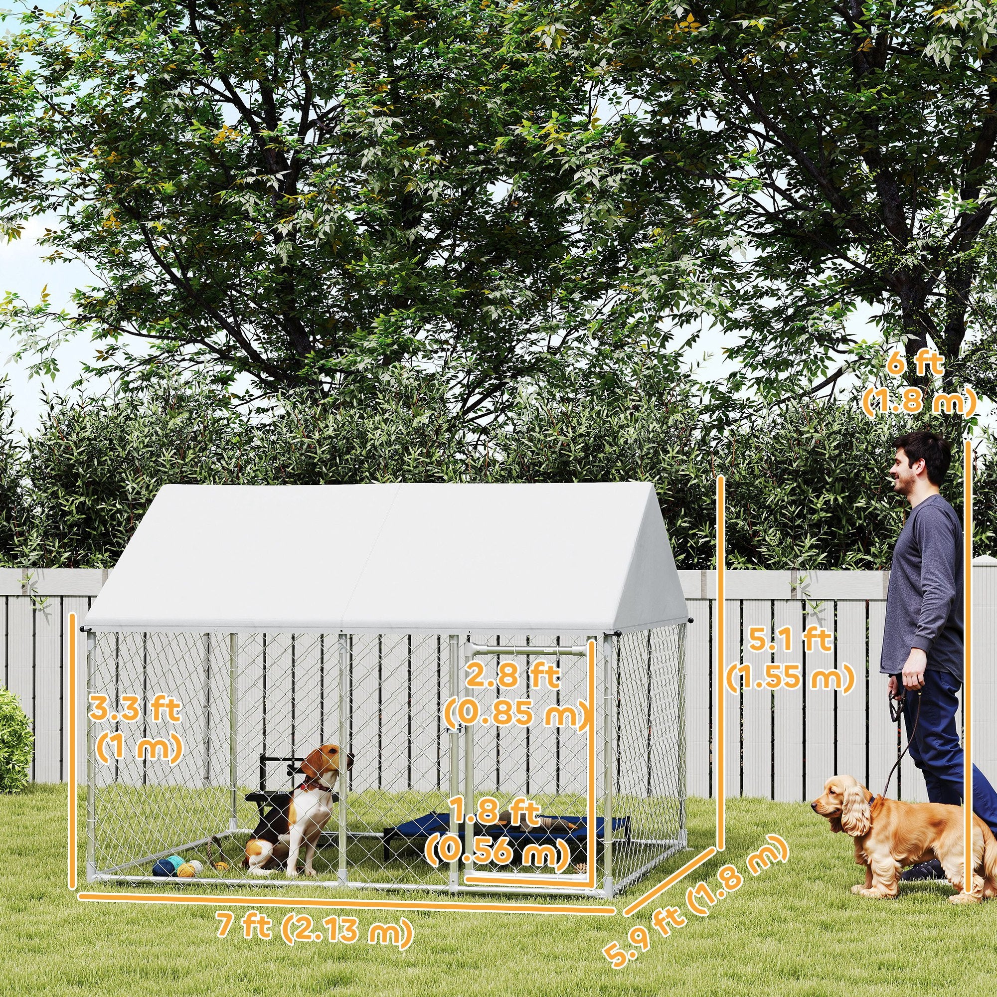 PawHut Outdoor Dog Kennel with Waterproof & Anti-UV Cover, Quick-Connect Frame, Secure Lock for Small Medium Dogs