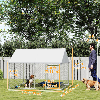 PawHut Outdoor Dog Kennel with Waterproof & Anti-UV Cover, Quick-Connect Frame, Secure Lock for Small Medium Dogs