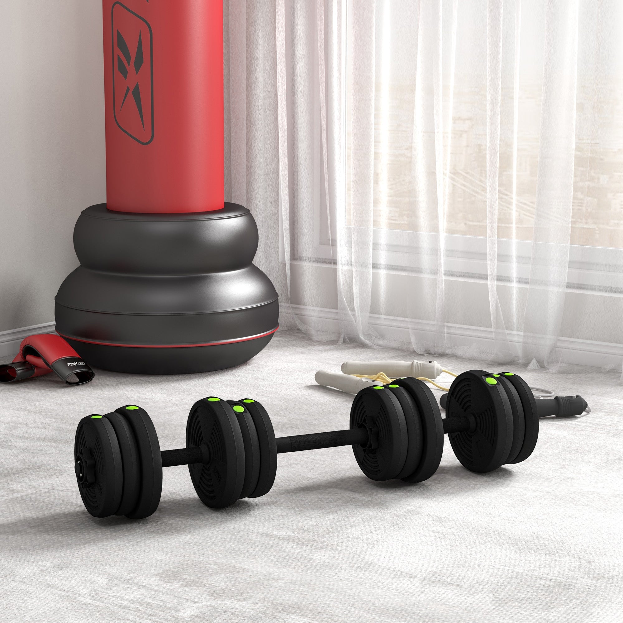 Soozier 44LBS 2-in-1 Adjustable Barbell & Dumbbells Set, Weights Set with Non-slip Handles for Men and Women Home Gym Training