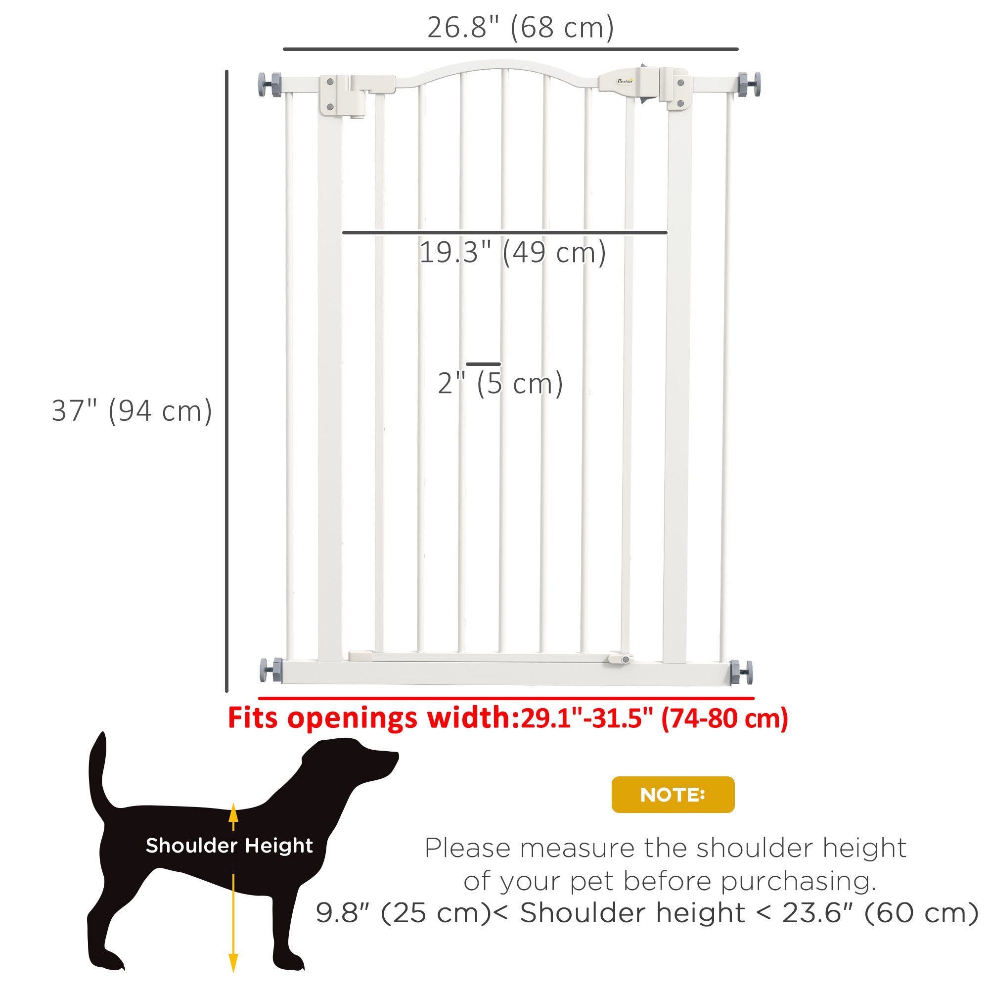 PawHut Extra Tall Dog Gate with Door, Pressure Fit, Auto Close, Double Locking for Doorways Hallways Stairs, White