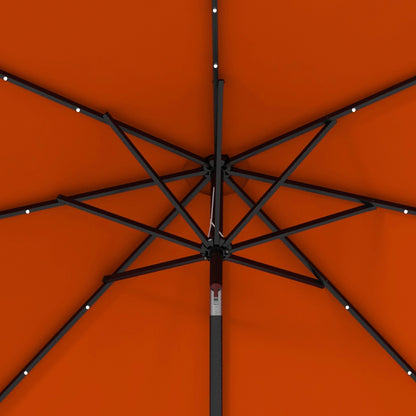Outsunny 9ft Solar Patio Umbrella Outdoor Sunshade 24 LED Lights Tilt Canopy Orange