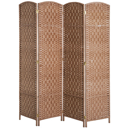 HOMCOM 6ft Folding Room Divider, 4 Panel Wall Partition with Wooden Frame for Bedroom, Home Office, Natural