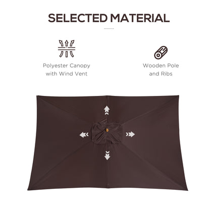 Outsunny Patio Umbrella Market Patio Sun Umbrella Rectangle Coffee