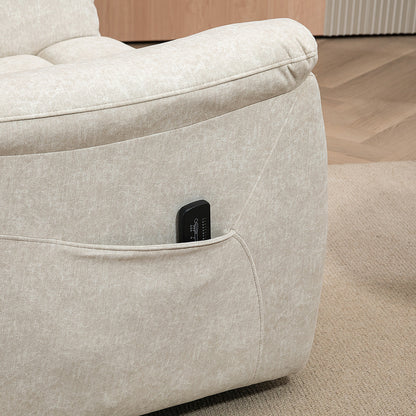 HOMCOM Manual Recliner Chair with Vibration Massage, Reclining Chair for Living Room with Side Pockets, Beige