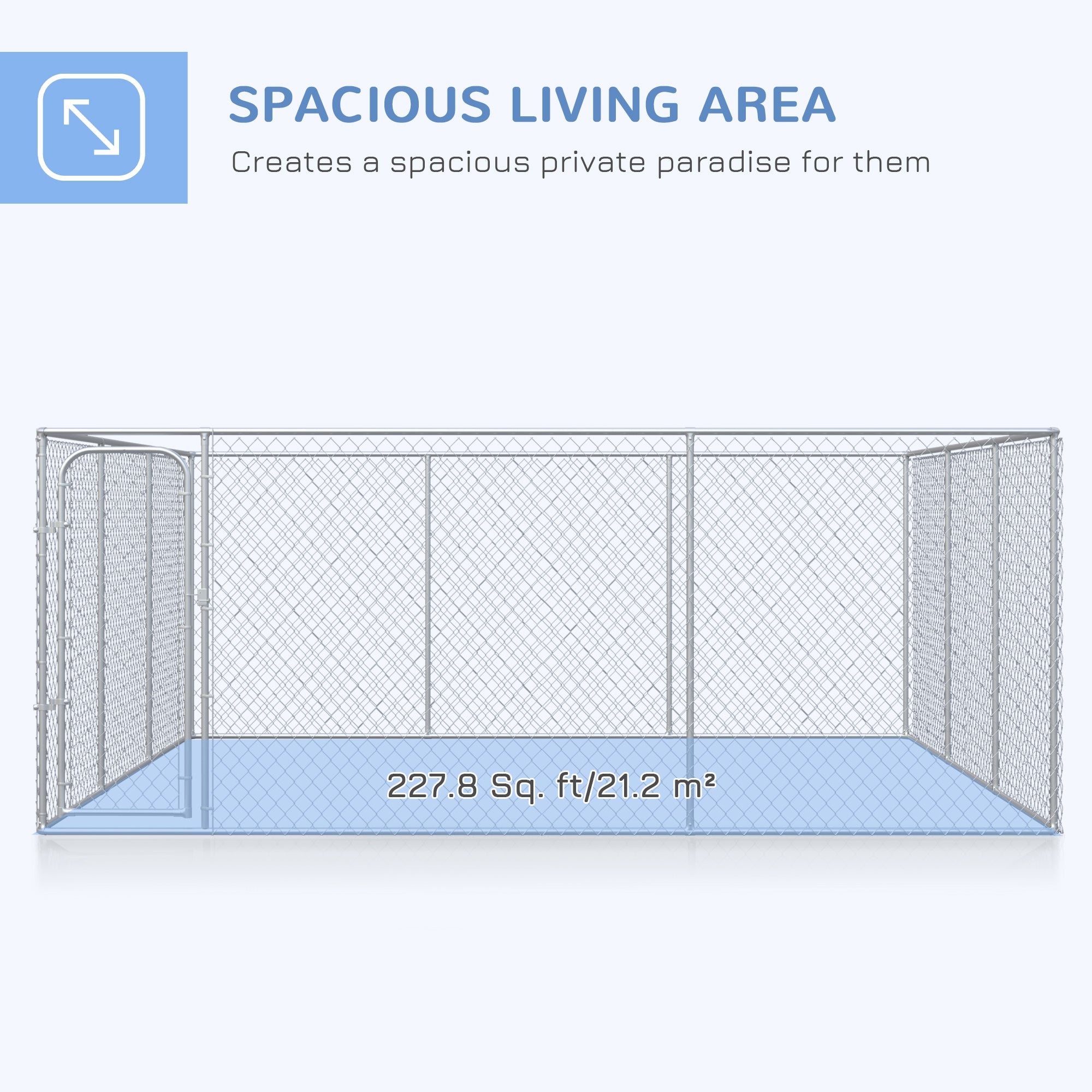 PawHut 227.7 Sq. Ft. Dog Playpen Outdoor with Galvanized Steel Frame, for Small and Medium Dogs, 15.1' x 15.1' x 6'