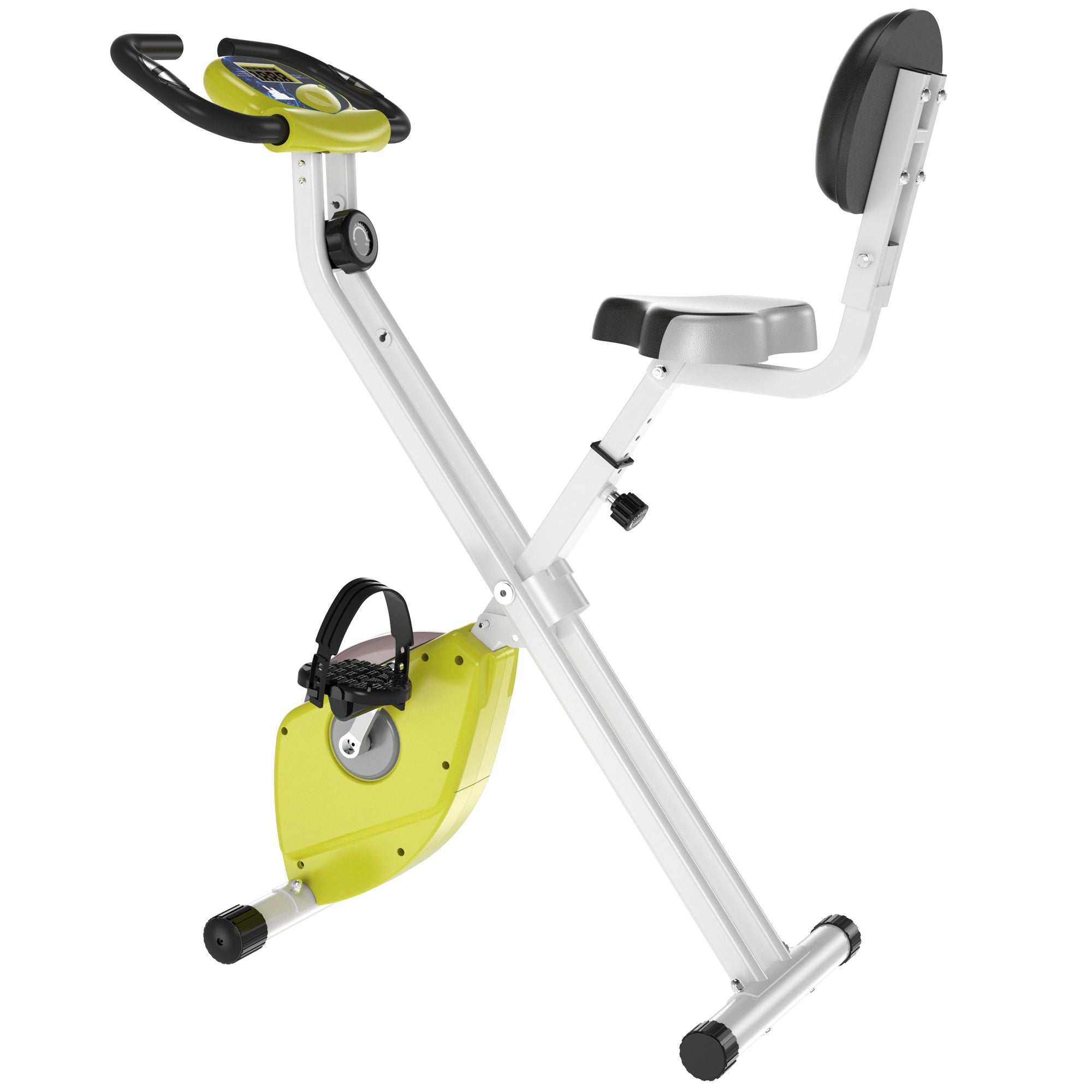 Soozier Foldable Indoor Stationary Bike with 8 Levels of Magnetic Resistance, Exercise Bike for Cardio Workout, Yellow