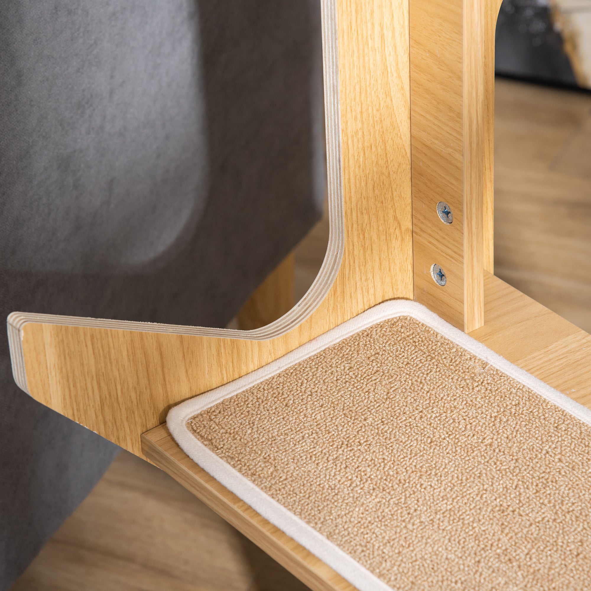PawHut 4-level Platform Cat Tree with Resting House, Activity Center for kittens, Cat Tower Furniture with Cushion, Oak