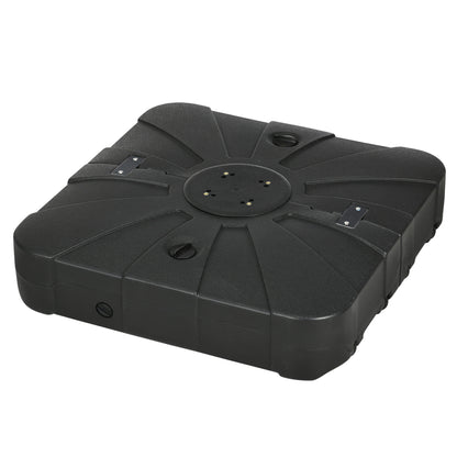Outsunny Fillable Cantilever Patio Umbrella Base with Wheels, Heavy-duty Offset Umbrella Weights with Spouts and Cross Base, 285lbs Sand or 220lbs Water Filled, Black