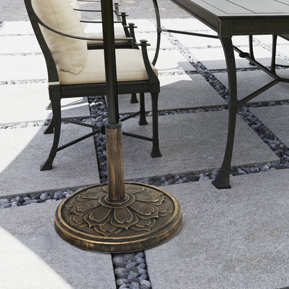 Outsunny Round Patio Umbrella Base, 26 lbs Resin Umbrella Stand Base, Outdoor Umbrella Stand for 1.3"/1.5"/1.9" Umbrella Poles for Outdoor, Lawn, Poolside, Bronze