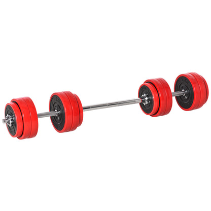 Soozier 66lbs 2-In-1 Dumbbell & Barbell Adjustable Set Strength Muscle Exercise Fitness Plate Bar Clamp Rod Home Gym Sports Area