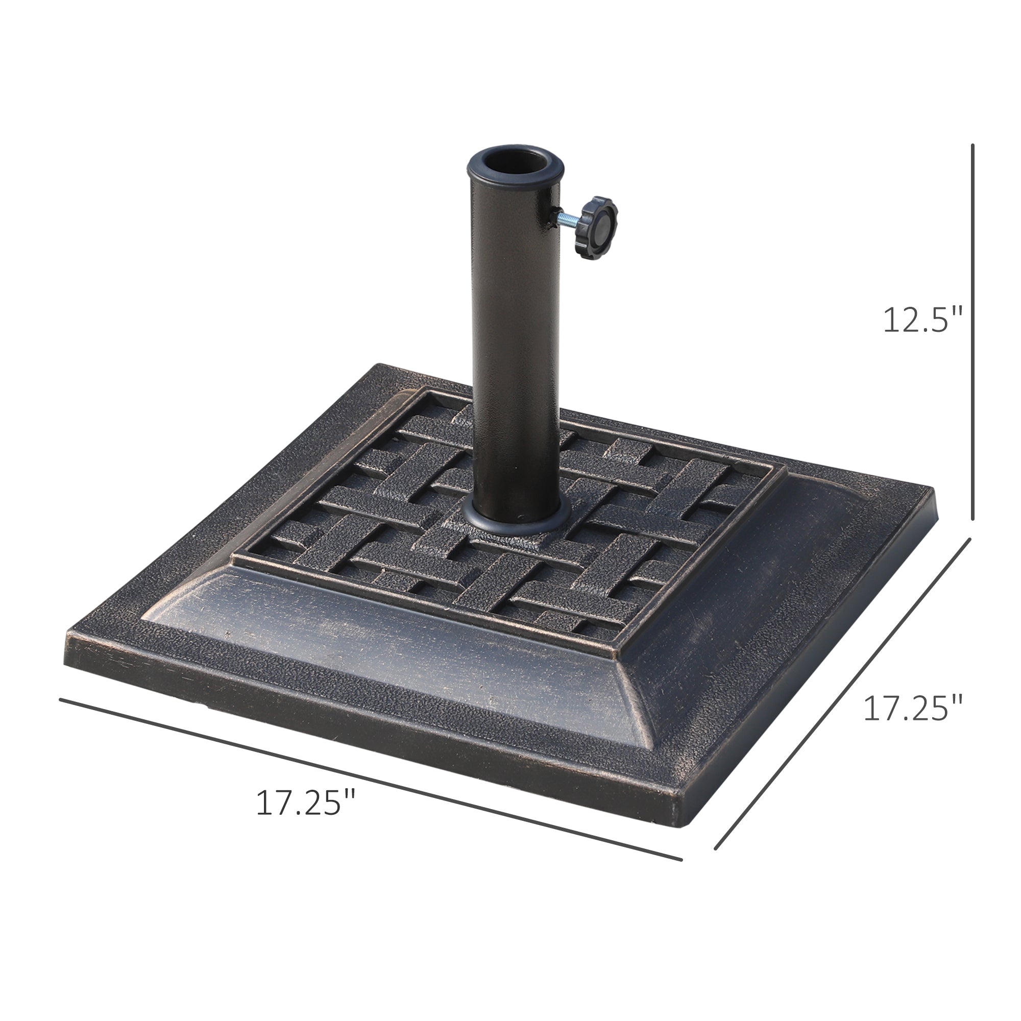 Outsunny 20 lbs Resin Patio Umbrella Stand Base Coated Pole Square Market Umbrella parasol Holder Bronze