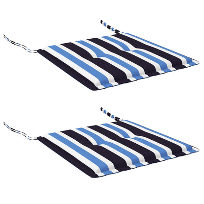 Outsunny 2-Piece Seat Cushion Replacement, Outdoor Patio Chair Cushions Set with Ties, Button Tufted, Blue White Strip