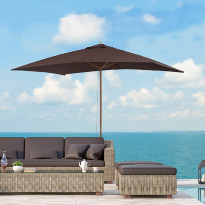 Outsunny Patio Umbrella Market Patio Sun Umbrella Rectangle Coffee