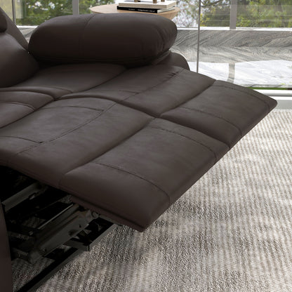 HOMCOM PU Leather Manual Recliner Sofa, Double Reclining Loveseat with Pullback Control Footrest for Living Room, Brown