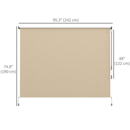 Outsunny 8' x 6' Patio Door Blinds, Outdoor Roller Shades, Cordless Roll Up Shade for Porch Gazebo, Beige