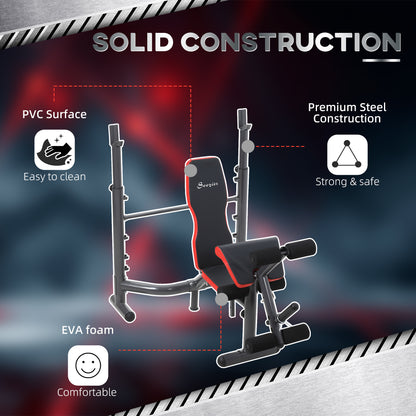 Soozier Press Bench, Heavy Duty Multiple Function Workout Adjustable Bench with Preacher Curl, Leg Developer