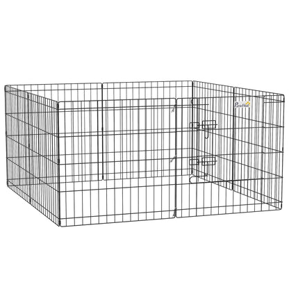 PawHut 24inch Foldable Metal Exercise Pet Playpen Yard Dog Puppy Kennel Cage 8 Panel