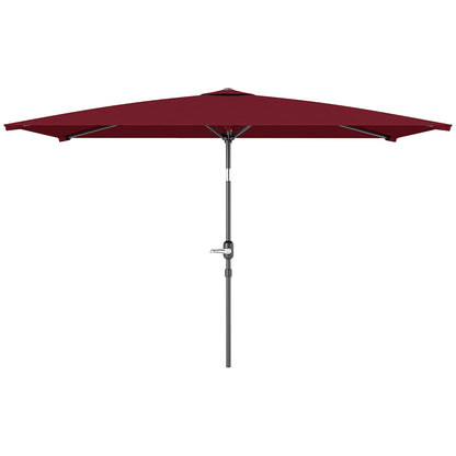 Outsunny 6.6x9.6ft Rectangle Aluminum Tilt Patio Umbrella, Garden Market Parasol, Outdoor Sunshade Canopy with Crank, Wine Red