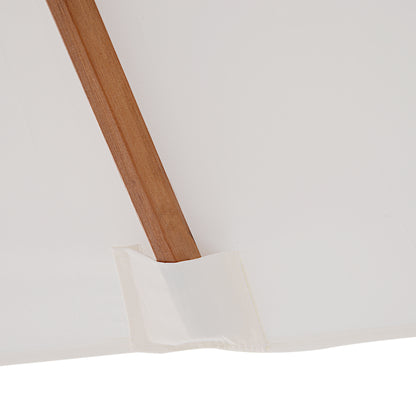 Outsunny 6.6x5ft  Fir Wooden Patio Umbrella Square Market Parasol Tilt Mechanism 6 Ribs Garden Sunshade, Cream White