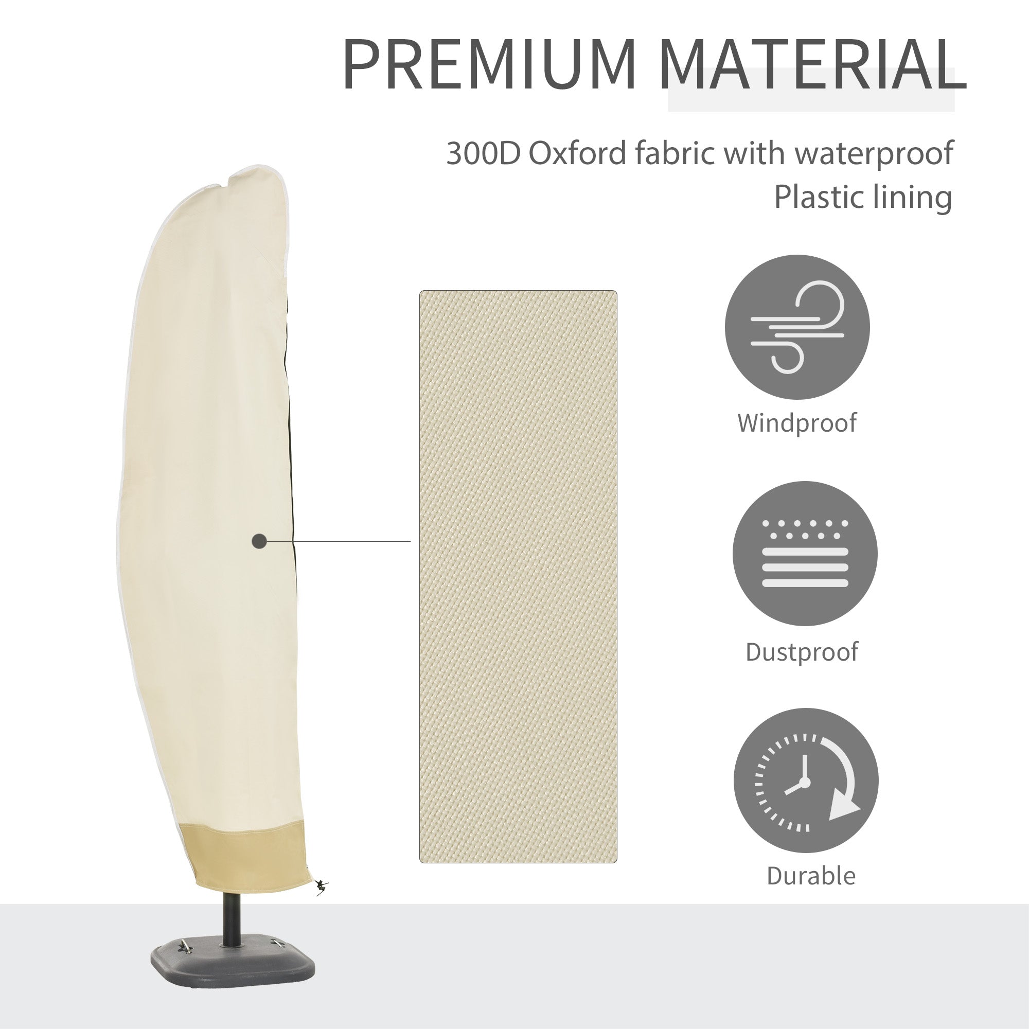 Outsunny 87-Inch Patio Umbrella Cover for for 10ft to 13ft Outdoor Offset Umbrella, Beige and Coffee