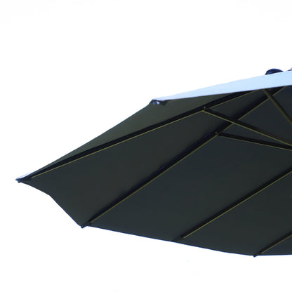 Outsunny 15ft Double-sided Patio Umbrella with Twin Canopy, Extra Large Outdoor Parasol with Crank for Pool, Deck, Market, Blue