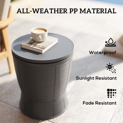 Outsunny 11 Gallon Patio Cooler Side Table, 3-in-1 Outdoor Cool Bar Table with Height Adjustable Top, Drainage Plug, Grey