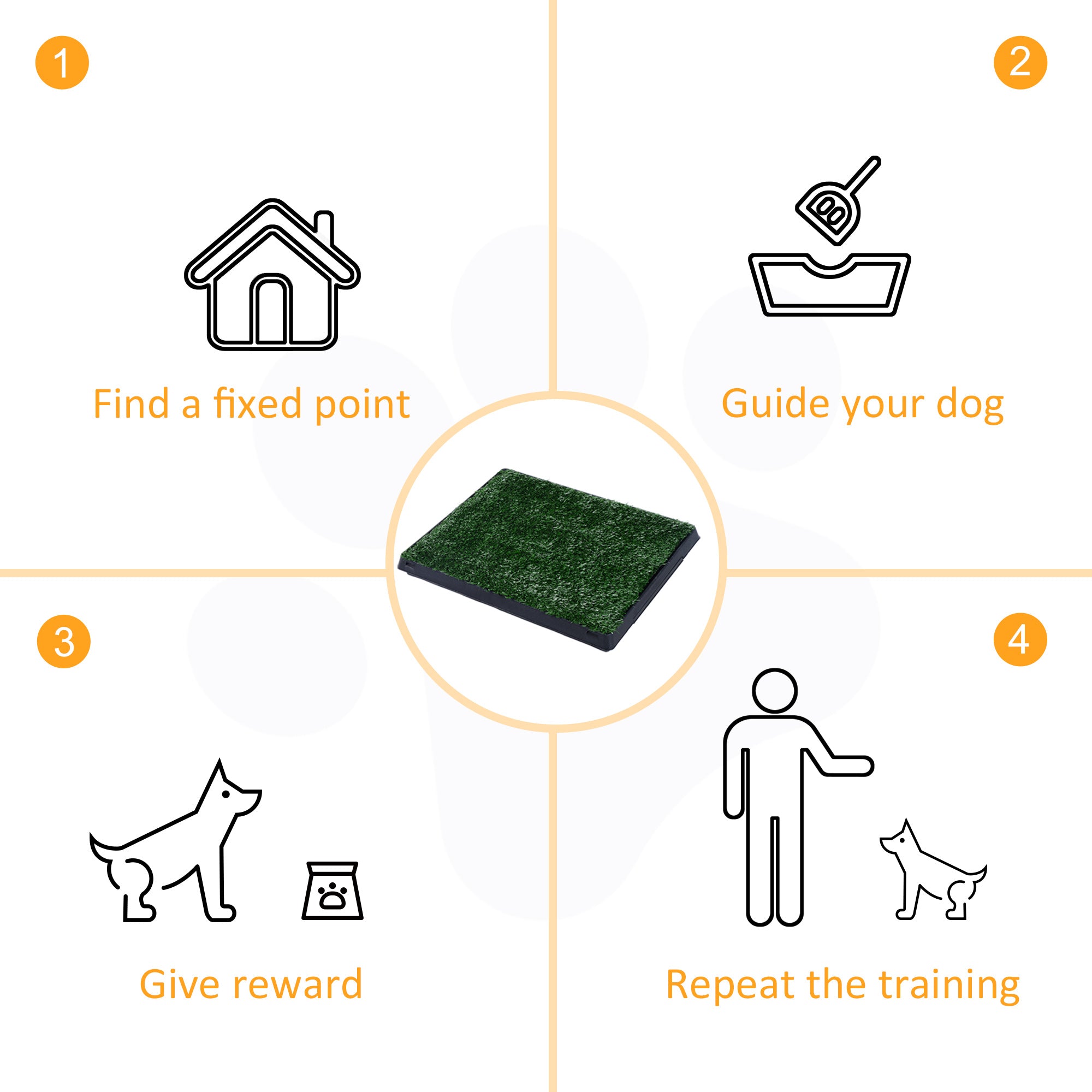 PawHut Dog Grass Pad with Tray, Artificial Grass for Dogs, Doggy Bathroom Toilet Potty Tray Indoor Outdoor Puppy Potty Training (51 x 63 CM)