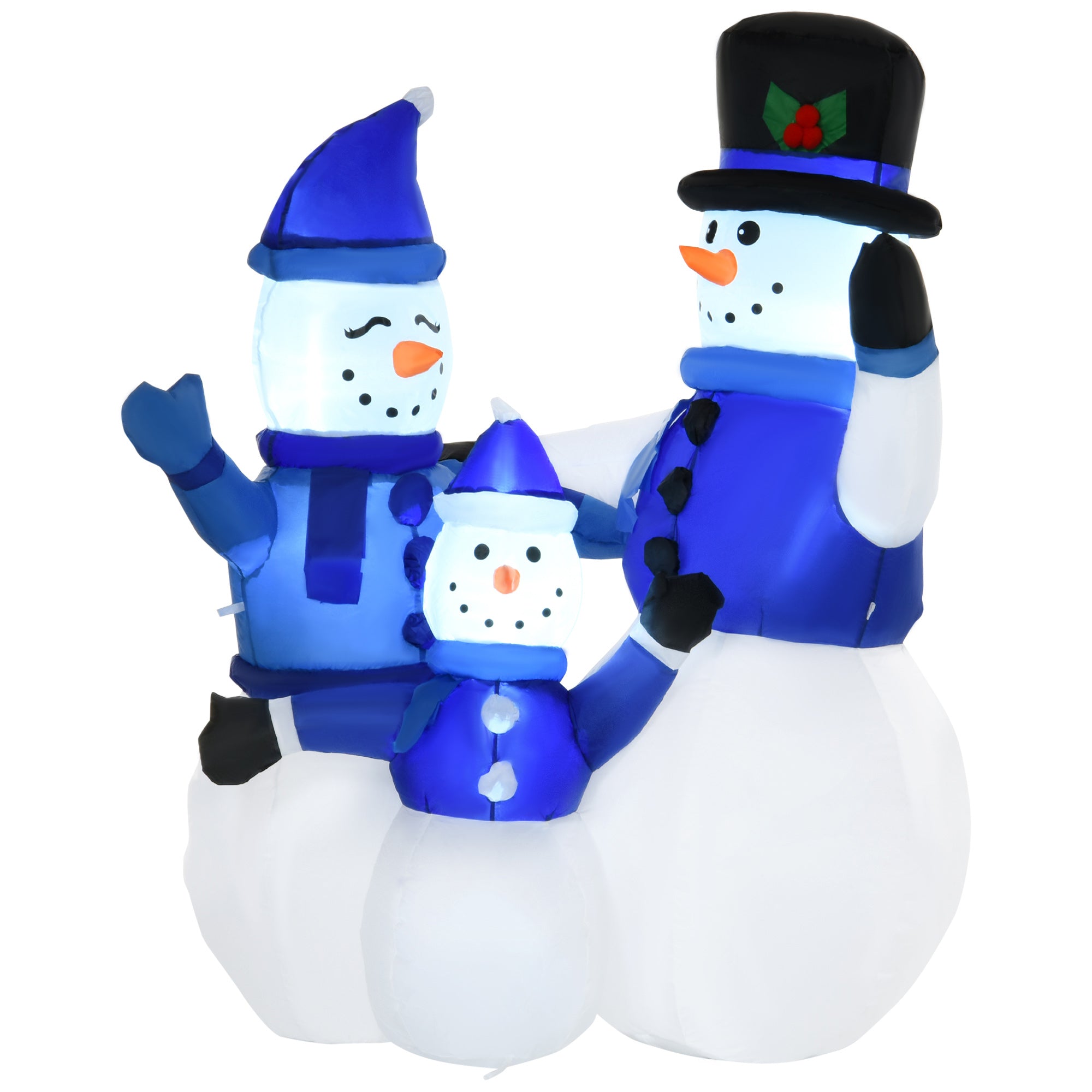 HOMCOM 1.2M Tall Large LED Lighted Christmas Inflatable Snowmen Family Outdoor Indoor Holiday Decorations