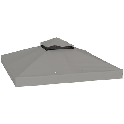 Outsunny 10' x 10' Gazebo Canopy Replacement Cover, 2-Tier Garden Gazebo Roof Replacement, UPF30+, TOP COVER ONLY, Grey