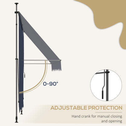 Outsunny 10' x 3' Manual Retractable Awning, Non-Screw Freestanding Patio Awning, UV Resistant, for Window or Door, Blue