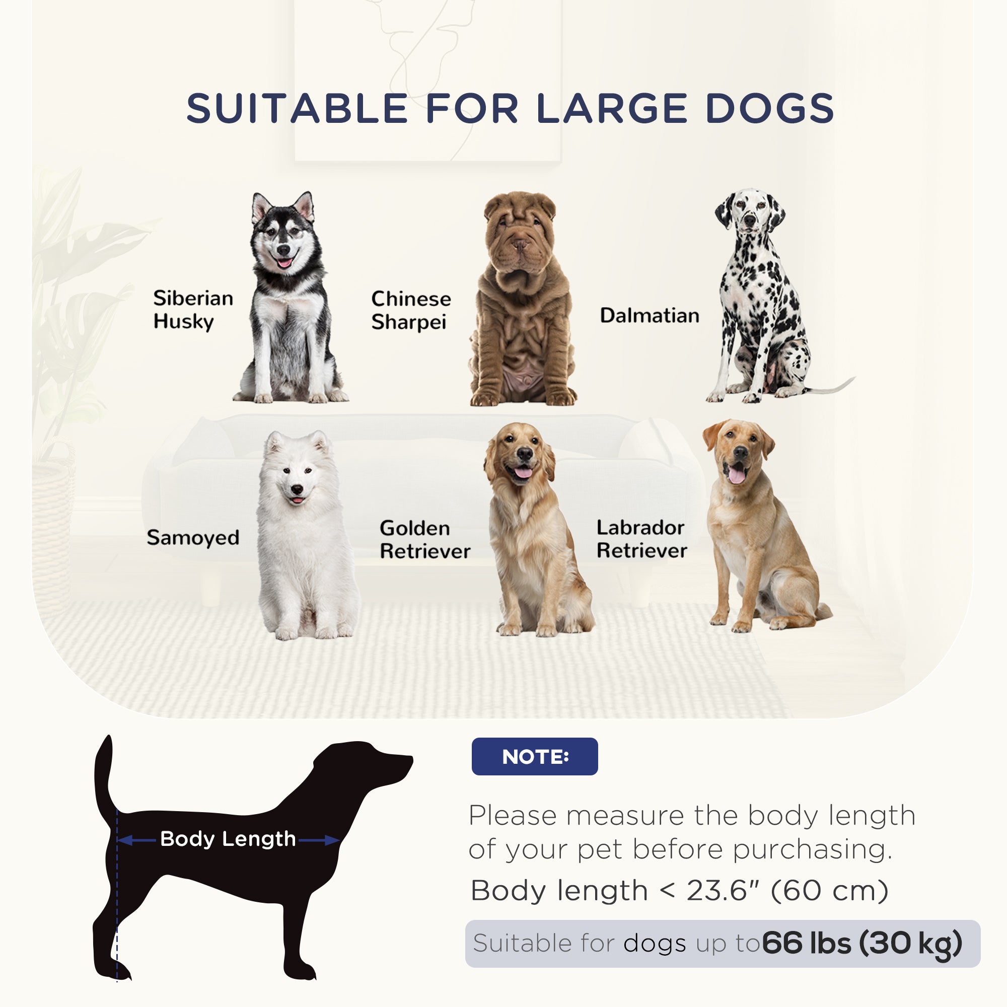 PawHut Washable Dog Sofa for Large Dogs, Elevated Pet Couch with Anti-slip Foot Pads, Dark Grey