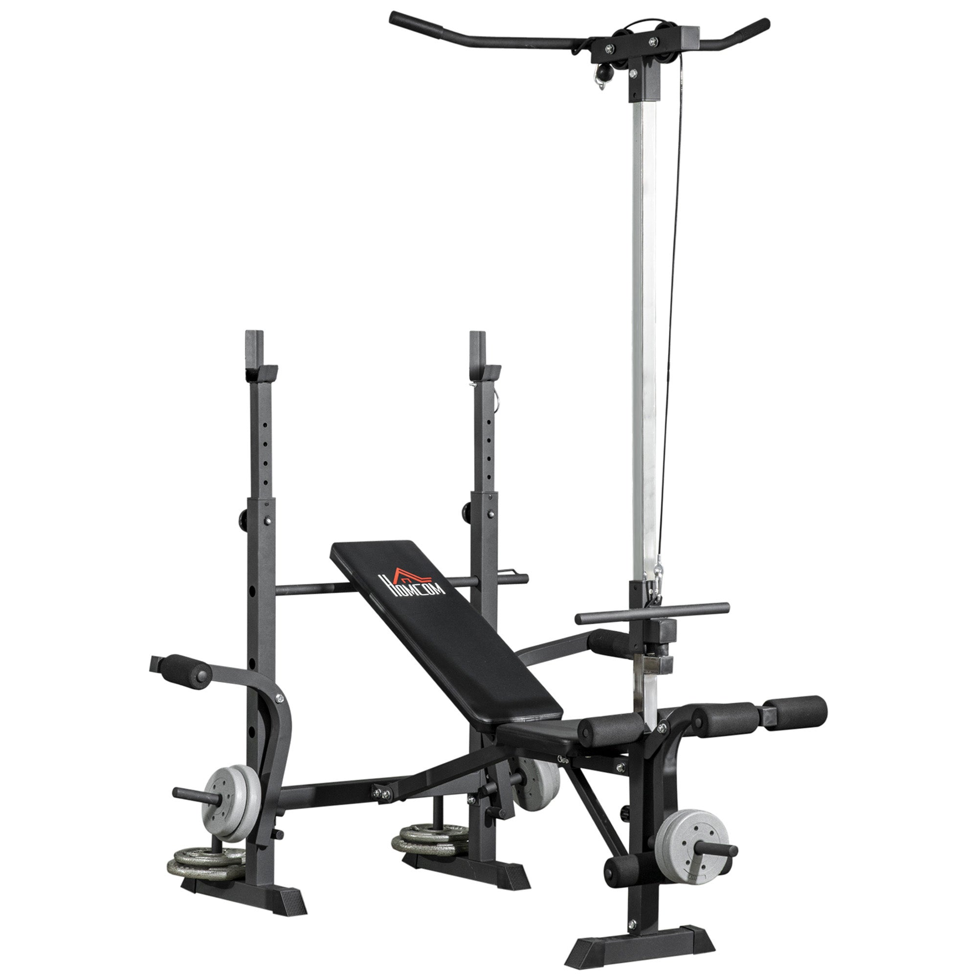Soozier Adjustable Weight Bench with Pulley System for Home Gym Full Body Workout