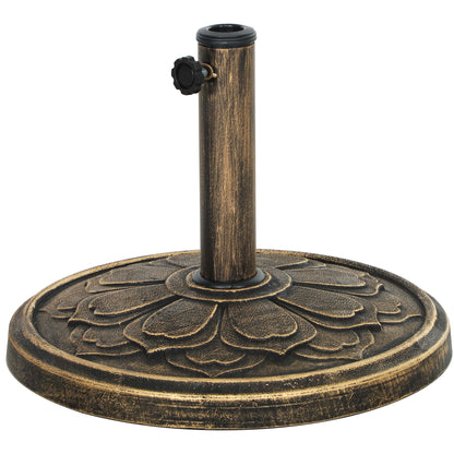 Outsunny Round Patio Umbrella Base, 26 lbs Resin Umbrella Stand Base, Outdoor Umbrella Stand for 1.3"/1.5"/1.9" Umbrella Poles for Outdoor, Lawn, Poolside, Bronze
