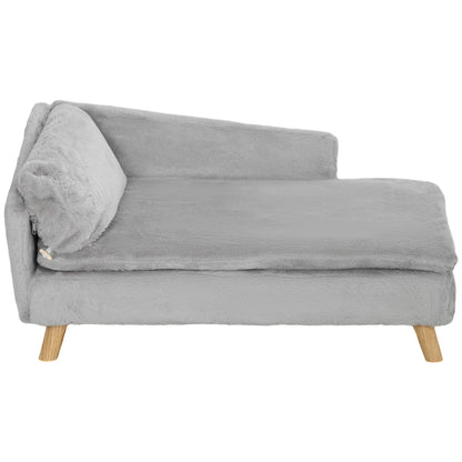 PawHut Dog Sofa Bed for Medium Dogs Cats with Cushion, Pillow, Removable and Washable Cover, Non-slip Foot Pads, Light Grey