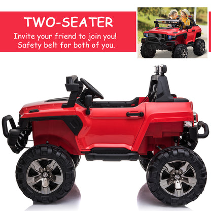 Aosom 2-Seater Kids Ride On Police Car, 12V 7AH Remote Control Police Truck Electric Car for Toddlers with LED Lights, Big Off-road Wheels, 4 Shock Absorbers, MP3, Storage, Red