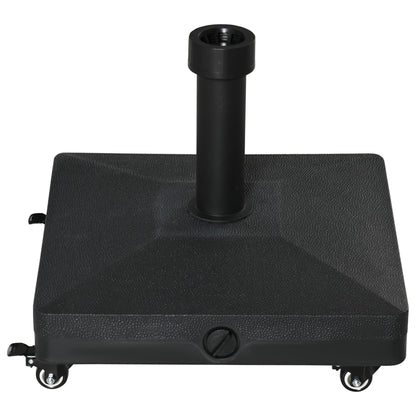Outsunny Square Parasol Base Portable Umbrella Stand Weights for Cantilever Banana Parasol with Wheels, Water or Sand Filled, for Φ0.75'', Φ1.5'' Poles, Black