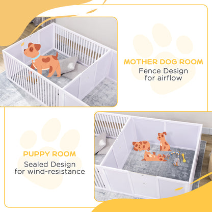 PawHut Whelping Box for Dogs, 20"H Puppy Whelping Box with Removable Doors, Dog Birth Supplies & Essentials for Indoor, 81" x 39" x 20", White