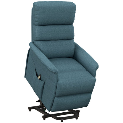HOMCOM Lift Chair for Elderly, Power Chair Recliner with Remote Control, Side Pockets for Living Room, Blue