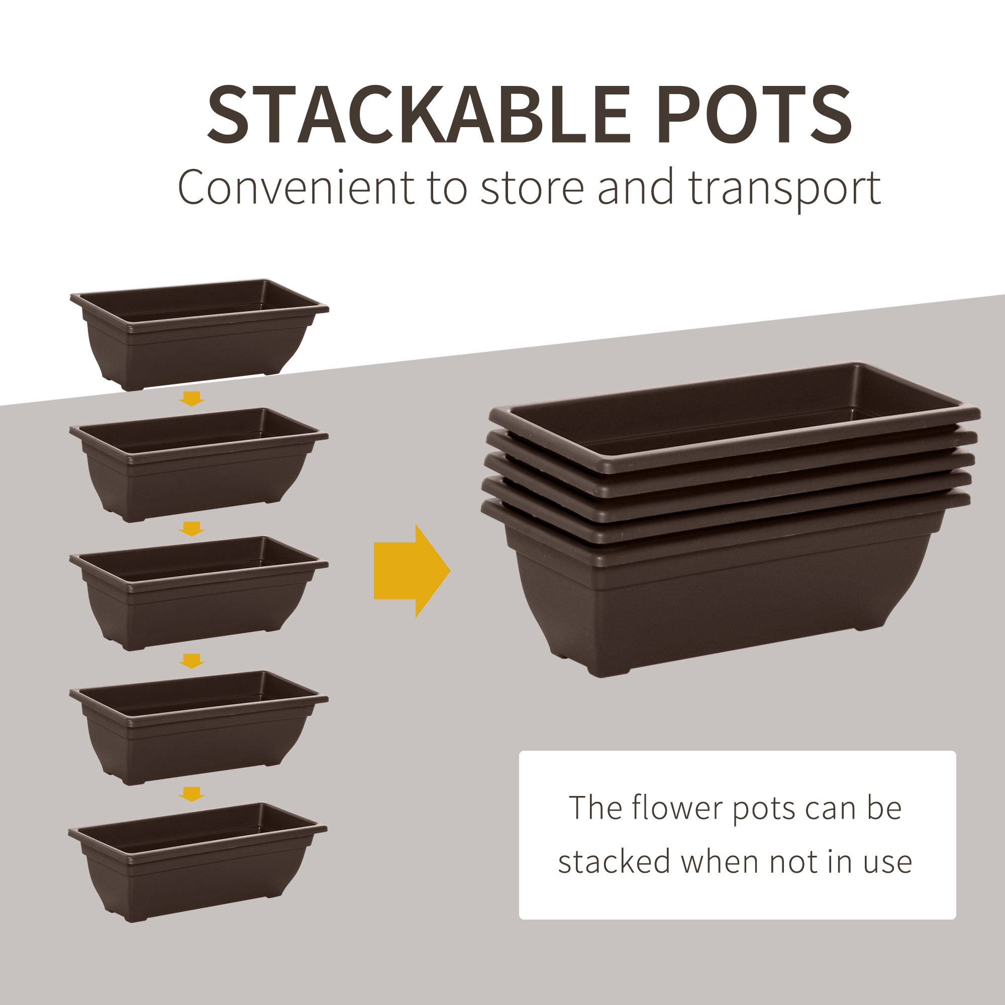 Outsunny 5-Tier Raised Garden Bed with 5 Planter Box, Outdoor Plant Stand Grow Containers with Leaking Holes, Brown