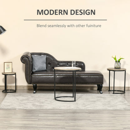 HOMCOM Nesting Tables Set of 3, Round Coffee Table, Stacking Side Tables with Steel Frame for Living Room
