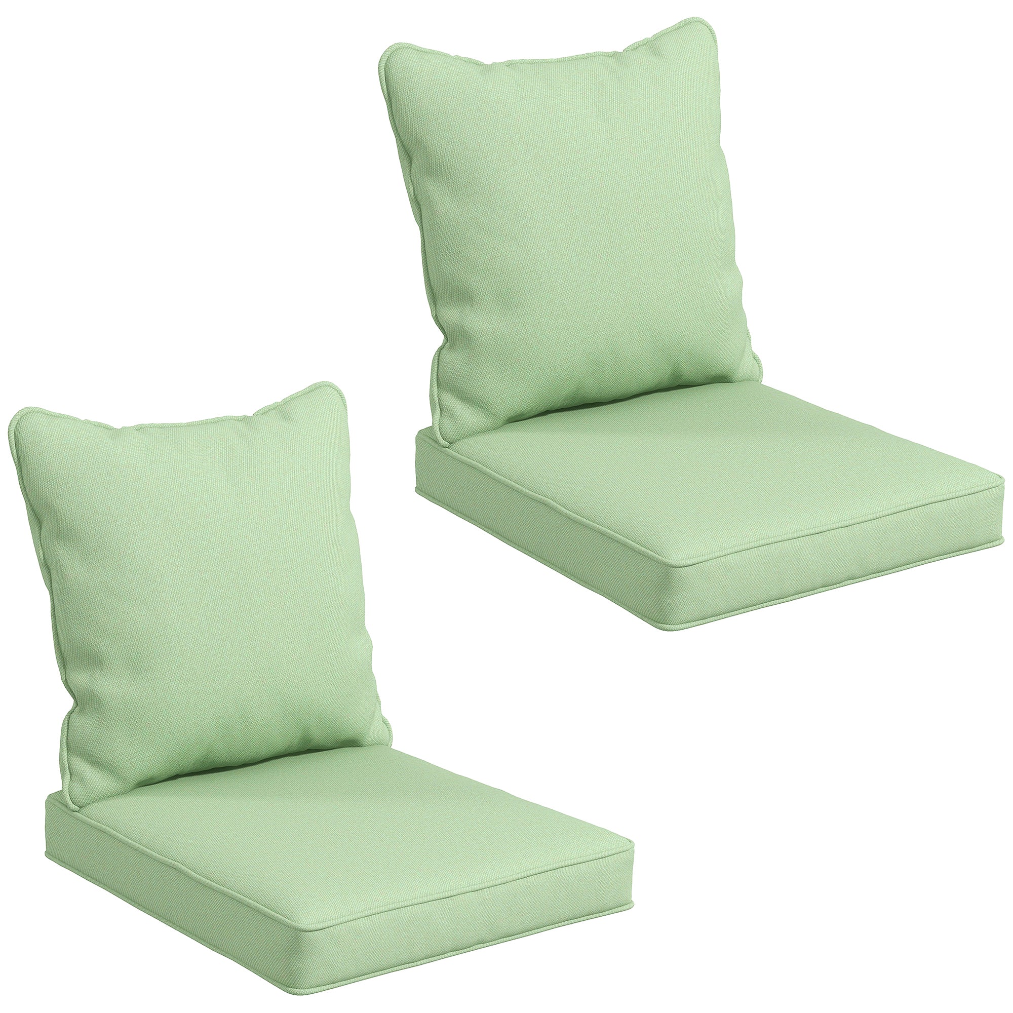 Outsunny 4-Piece Seat Cushion Back Pillows Replacement, Patio Chair Cushions Set for Indoor Outdoor, Green
