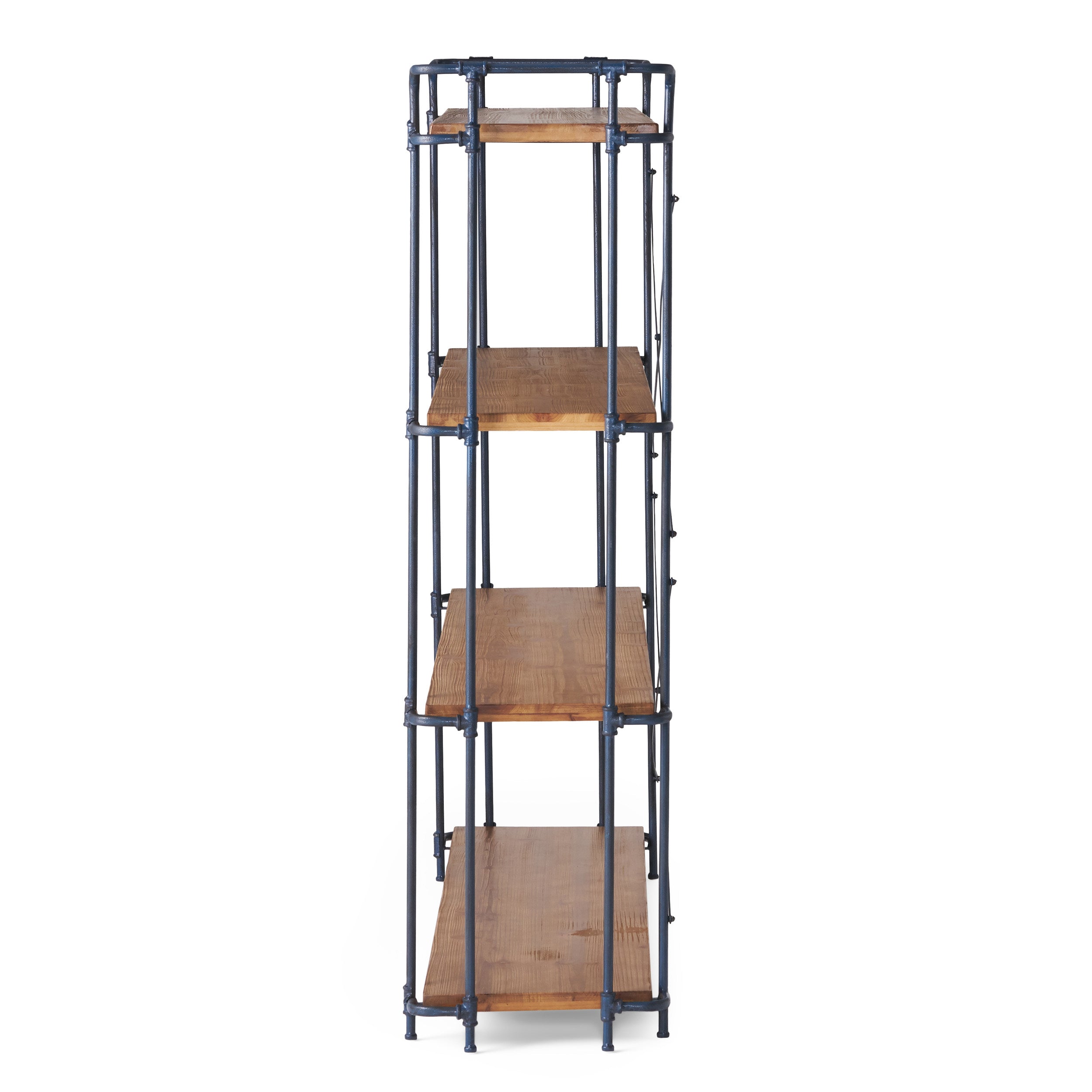 4-Shelf Minimalist Bookcase with Sleek Iron Frame, Industrial Design, Ideal for Patios, Backyard, 64" L x 17.5" W x 66.5" H, Natural