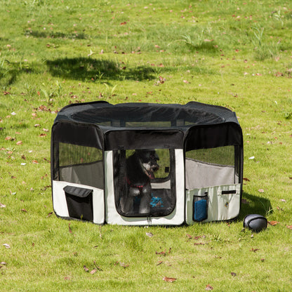 PawHut 49.2-inch Soft Pet Playpen Folding Dog Pen Outdoor with Bag