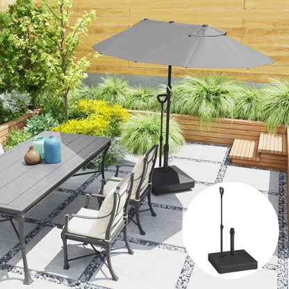 Outsunny Patio Umbrella Base with Adjustable Wheels and Handle, Outdoor Patio Umbrella Stand, Filled Up to 121lbs with Stand, 99lbs with Water for Garden Poolside, Black