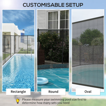 Outsunny 4 Panel Swimming Pool Fence, Aluminium Rustproof Pool Fencing, 4' x 12', Black